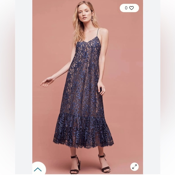Never worn blue lace midi Anthropologie dress! - Picture 7 of 8